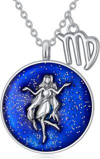 wholesale Sterling Silver Aries Zodiac Constellation Necklace Horoscope Medallion Choker Coin Pendant Dainty Birthday Gift for Women-Virgo necklace