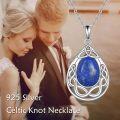 wholesale 925 Sterling Silver Celtic Knot Larimar Teardrop Pendant Necklace for Women-0-2
