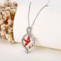 wholesale 925 Sterling Silver Infinity Love You to the Moon and Back Ruby Red Cardinal Bird Charm Pendant Necklace-0-3