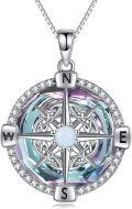 wholesale 925 Sterling Silver Compass Necklace for Women with Crystal Pendant Jewelry Graduation Gift for Teen Girls-0-70