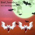 wholesale 925 Sterling Silver Red Crystal Bat Stud Earrings for Women Girls Gothic Halloween s-0-5