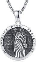 wholesale 925 Sterling Silver Guardian Angel Protection Pendant Necklace-0-0
