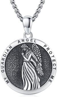 wholesale 925 Sterling Silver Guardian Angel Protection Pendant Necklace-A-Angel