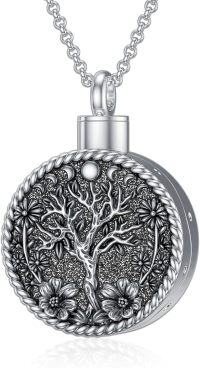 wholesale 925 Sterling Silver Tree of Life Round Cremation Keepsake Pendant Necklace-Tree of Life Urn-3-Tree of Life Urn-3