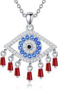 wholesale Sterling Silver Birthstone Evil Eye Necklace Greek Protection Pendant-0-0