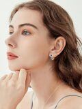 wholesale Gold-Plated 925 Sterling Silver Blue Sapphire Pear-Shaped Hoop Earrings with Cubic Zirconia Accents-0-4