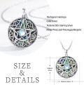 wholesale 925 Sterling Silver Abalone Shell Moon Pentagram Necklace Celtic Knot Pagan Wiccan Jewelry-0-2