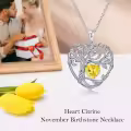TOUPOP Sterling Silver Citrine Irish Celtic Tree Of Life Pendant Necklace-0-3