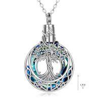 wholesale 925 Sterling Silver Tree Of Life Pendant Necklace With Essential Oil Diffuser-A-Blue crystal