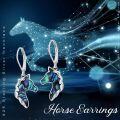 wholesale 925 Sterling Silver Abalone Shell Horse Head Leverback Earrings-0-3