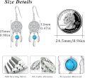 wholesale 925 Sterling Silver Turquoise Stone Feather Drop Dream Catcher Earrings for Women and Girls-0-4