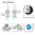 wholesale 925 Sterling Silver Turquoise Stone Feather Drop Dream Catcher Earrings for Women and Girls-0-4