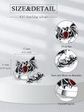 wholesale 925 Sterling Silver Gothic Rings with Simulation Stone Halloween Bat Spider Skull Rings for Women Men Adjustable Jewelry-0-4