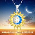 wholesale 925 Sterling Silver Sunflower Opal Necklace with Moon & Stars, Hypoallergenic Rhodium Plated Jewelry Gift for Women-0-1