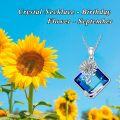 wholesale 925 Sterling Silver Blue Crystal Rose Pendant Necklace for Women - December Birthstone -0-5