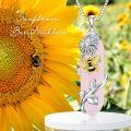 wholesale 925 Sterling Silver Bee & Sunflower Pink Stone Pendant Necklace for Women Girls-0-1