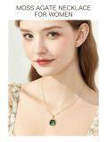 TOUPOP 14K Gold Moonstone Moss Agate Opal Teardrop Music Note Y Necklace-0-4