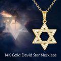 wholesale 14K Yellow Gold White Opal Star of David Necklace Pendant  for Women-0-5