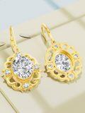 wholesale Gold 925 Sterling Silver CZ Flower Shape Leverback Earrings for Women-0-2