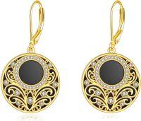 wholesale 925 Sterling Silver Celtic Teardrop Filigree Earrings Jewelry Gifts for Women-Black Onyx Filigree Earrings