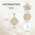 wholesale 925 Sterling Silver Compass Pendant with Gold Accents & Cubic Zirconia - Nautical Inspired Jewelry Graduation Gifts for Her-0-2