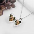 wholesale 925 Sterling Silver Blue Crystal Heart Photo Locket Pendant Necklace Gift for Her-0-2