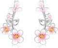 wholesale 925 Sterling Silver Pink Flower Drop Earrings for Women-0-0