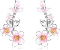 wholesale 925 Sterling Silver Pink Flower Drop Earrings for Women-Cherry Blossom