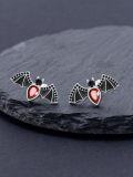 wholesale 925 Sterling Silver Red Crystal Bat Studs Gothic Halloween  for Her-0-2