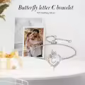 TOUPOP Sterling Silver Rose Heart Butterfly Initial C Link Bracelet For Women-0-2