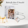 TOUPOP Sterling Silver Rose Heart Butterfly Initial C Link Bracelet For Women-0-2