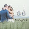 wholesale 925 Sterling Silver Teardrop Moonstone & Turquoise Filigree Drop Earrings for Women-0-3