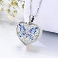 wholesale 925 Sterling Silver Butterfly Enamel Heart Lockets Necklaces for Women Birthdays Gift Ideas-0-3