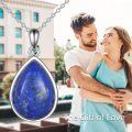 wholesale 925 Sterling Silver Lapis Lazuli Teardrop Pendant Necklace for Women s-0-4
