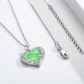 wholesale 925 Sterling Silver Green Opal Heart with Wings Pendant Necklaces - Elegant Gifts for Her-0-2