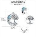 wholesale 925 Sterling Silver Turquoise Tree of Life Crescent Moon Necklace Pendant Jewelry for Women Girls Gifts 43mm x 67mm-0-4