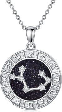 wholesale 925 Sterling Silver Taurus Zodiac Sign Constellation Pendant Necklace with Cubic Zirconia and Starry Sky Design for Women & Men-Style11-(11.22-12.21)Sagittarius