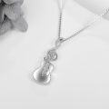 wholesale 925 Sterling Silver Guitar Treble Clef Pendant Music Note Necklace for Women Girls Gifts Jewelry 48cm Chain Length-0-3