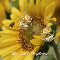 wholesale 925 Sterling Silver Honeycomb Bee Earrings for Women with Gold Flower and Crystal Dangle s-0-4