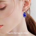 wholesale 925 Sterling Silver Blue Sapphire Drop Earrings – Stylish Wraparound Lever Back Dangle Earrings for Women, September Birthstone Gift-0-1