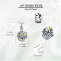 wholesale 925 Sterling Silver Multicolor Crystal Heart Pendant with Butterflies and Dragonfly Design Cremation Jewelry for Ashes Memorial Gifts for Women-0-4