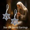 wholesale 925 Sterling Silver Blue Enamel Star of David Dangle Earrings for Women Mothers Day GiftÓÌÌ«½ÌÊÎÆ·Ä¸Ç×½ÚÀñÎï-0-1