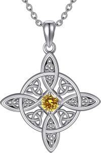 wholesale Sterling Silver Birthstone Witches Knot Necklace Witch Amulet Jewelry-11-Nov.