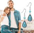 wholesale 925 Sterling Silver Teardrop Turquoise Stone Drop Earrings for Women-0-1