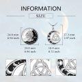 wholesale 925 Sterling Silver Triquetra Pendant with Crescent Moons and Stars on Black Stone Chain - 3D Design Jewelry for Women-0-3