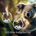 wholesale 925 Sterling Silver Cute Koala Hoop Earrings-0-5
