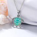 wholesale 925 Sterling Silver Sea Turtle Pendant Necklace 18mm 46cm Chain Gift for Women-0-2