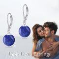 wholesale 925 Sterling Silver Lapis Lazuli Round Drop Earrings-0-1