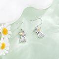 wholesale 925 Sterling Silver Highland Cow Drop Earrings with Flower Accents-0-3
