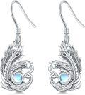 wholesale 925 Sterling Silver Moonstone Feathered Bird Drop Earrings-0-0